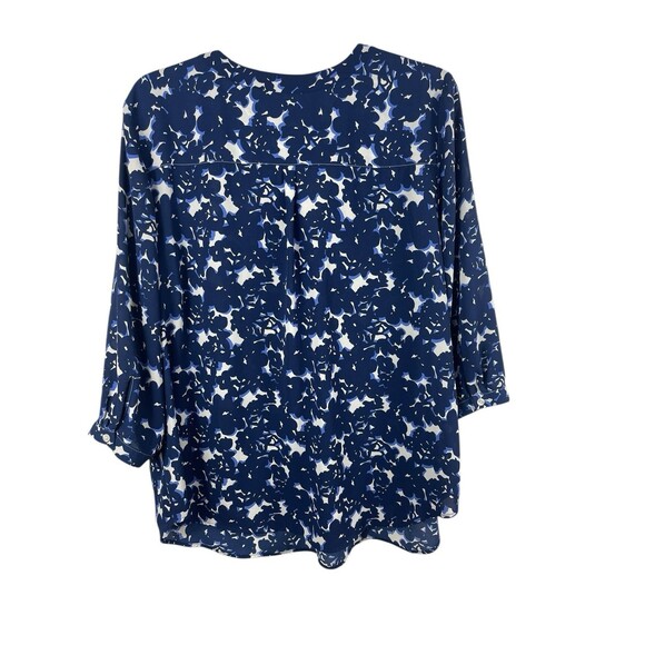 Talbots Plus 3X Blue Floral Print Blouse Split Neck 3/4 Sleeve Lightweight Top - Picture 5 of 14
